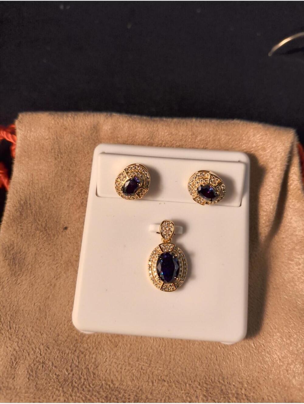 Mystic Topaz With Moissenite Halo Earrings And Pendant Set